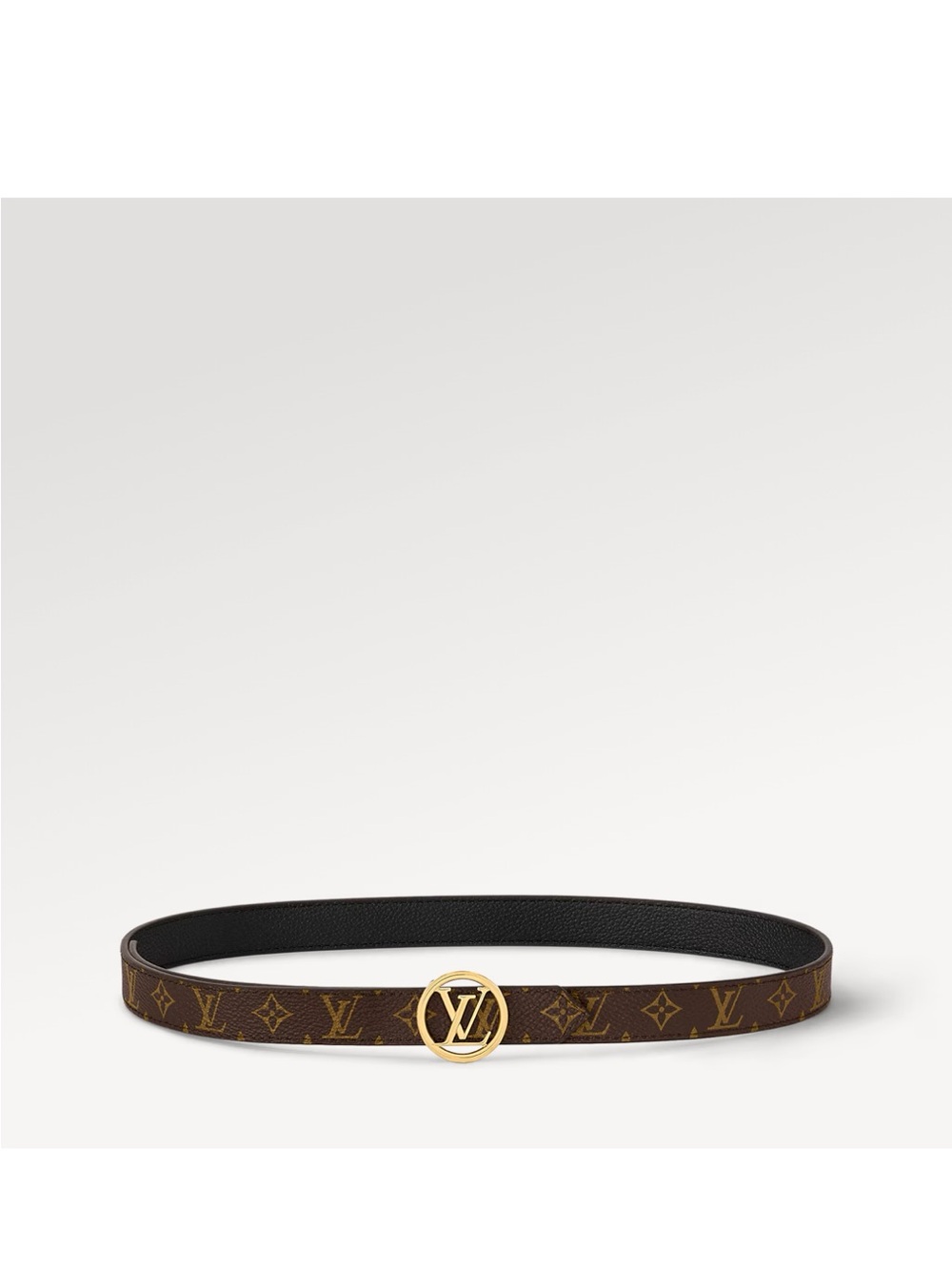 Louis Vuitton Brown Monogram Belt with Gold LV Circle Buckle